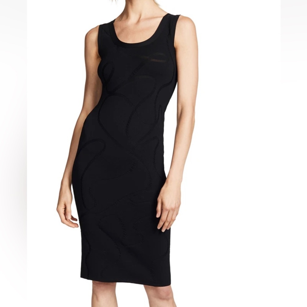 NWT Helmut Lang Scoop Neck Jacquard Midi Tank Dress in Black